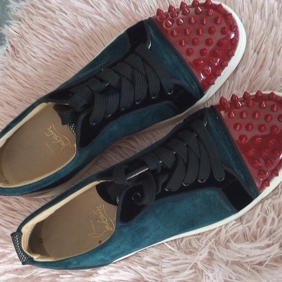 Christian Louboutin Green Suede Spikes Paris Size 40.5 Good Condition No Bx - Picture 12 of 12